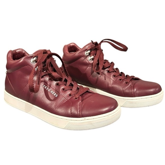 Skechers Street Los Angeles Sneakers Rise Fit Burgundy Leather Women’s 7.5 VGC - Picture 2 of 10